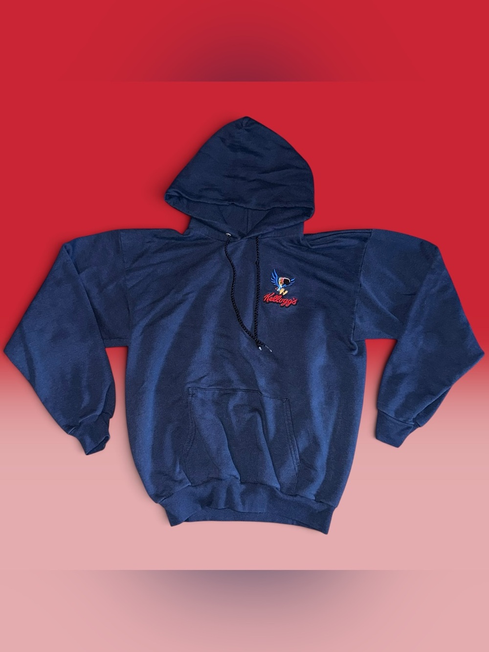 Vintage 90s Port and Co Kellogg's Toucan Sam Navy  Embroidered Hoodie Men’s S